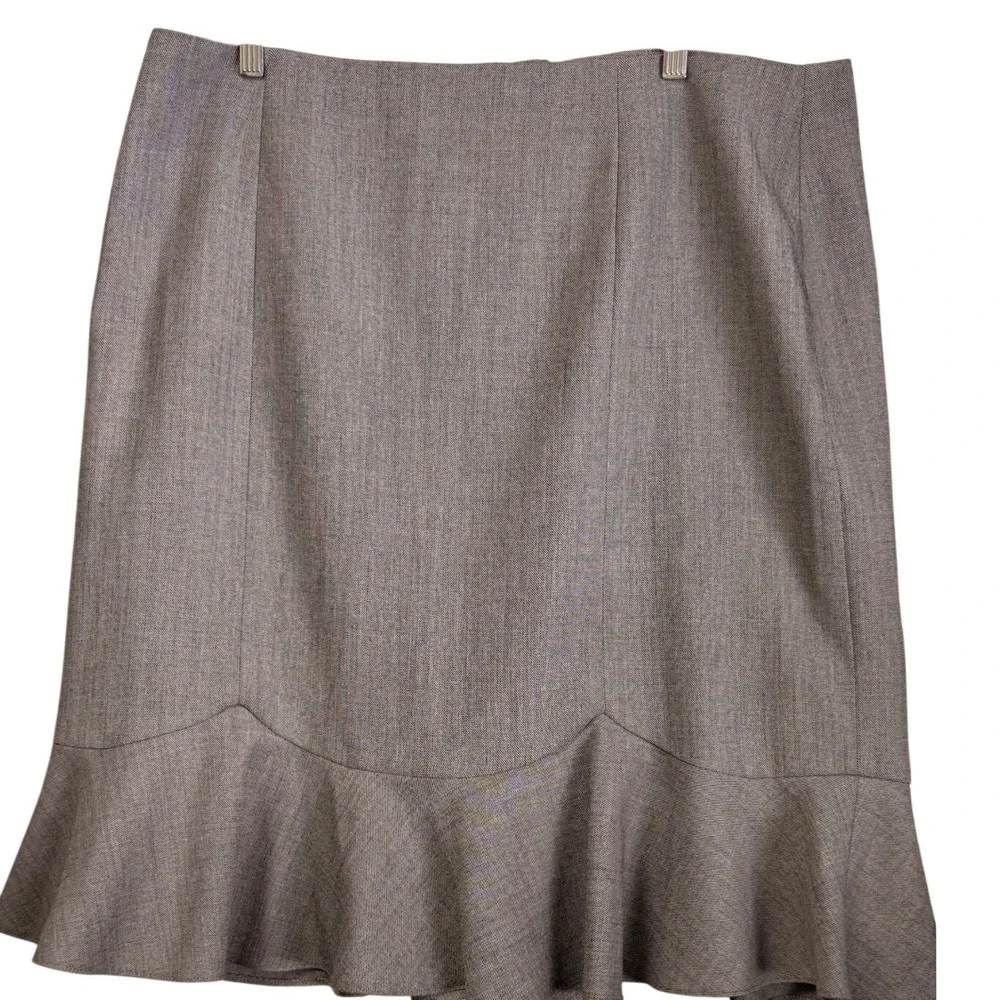 Isabella Suits Grey Trumpet Ruffle Hem Midi Skirt Size 18 Office Professional